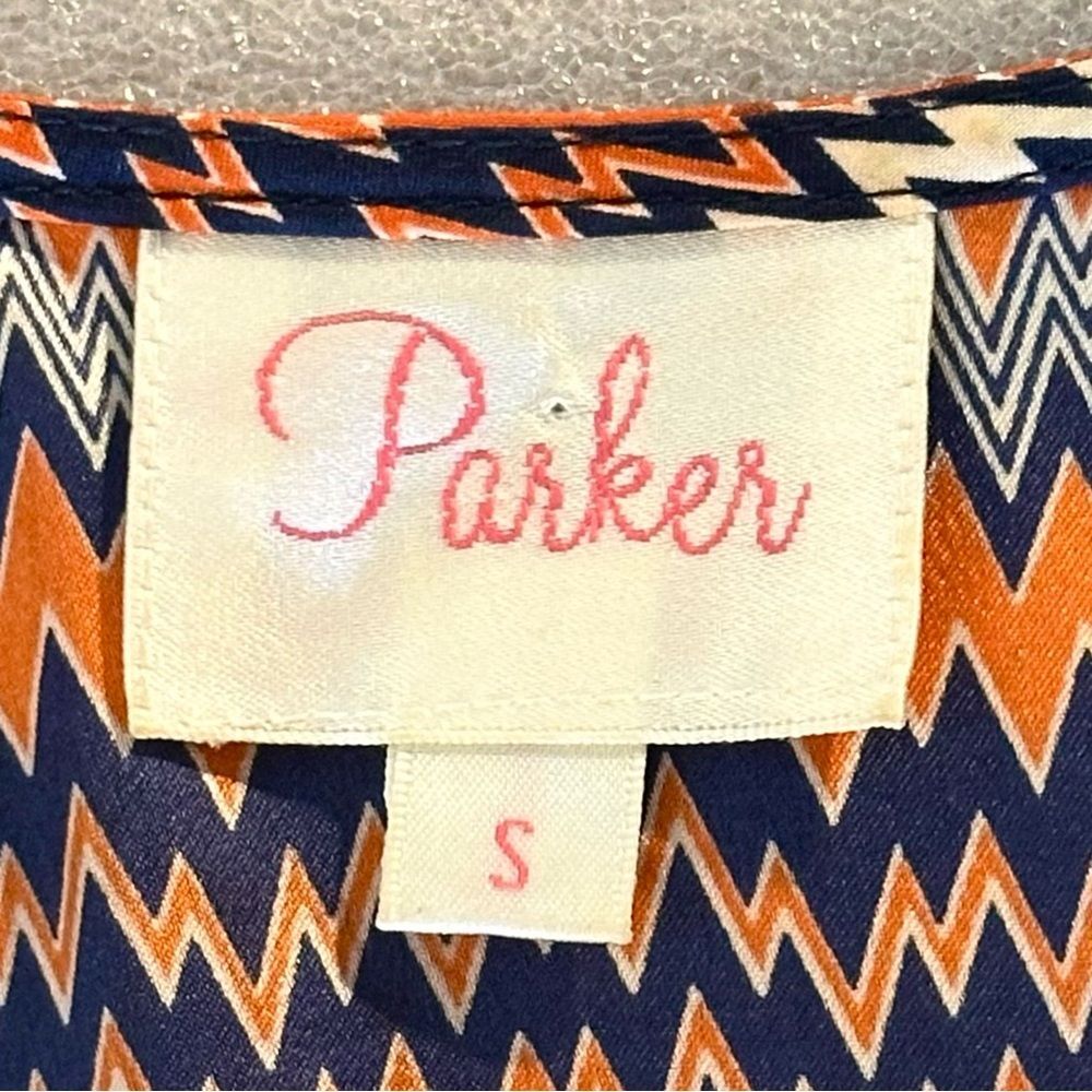 Parker Silk Chevron Print Mini Dress Sz S - Picture 3 of 5